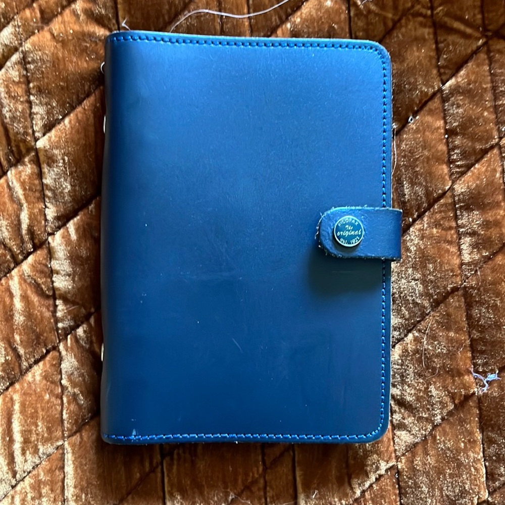 Filofax Personal Leather Planner Organizer, blue leather